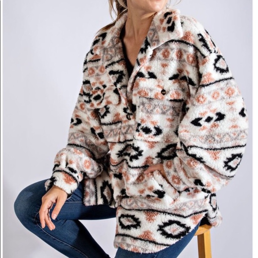 Aztec Print Fur Jacket